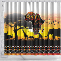 Happy Africa Day Shower Curtain African Safari With Map