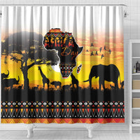 Happy Africa Day Shower Curtain African Safari With Map