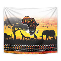Happy Africa Day Tapestry African Safari With Map