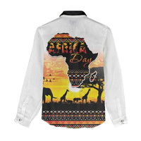 Happy Africa Day Women Casual Shirt African Safari With Map