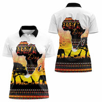 Happy Africa Day Women Polo Shirt African Safari With Map