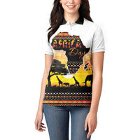 Happy Africa Day Women Polo Shirt African Safari With Map