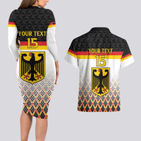 Custom Germany Hockey Couples Matching Long Sleeve Bodycon Dress and Hawaiian Shirt Go Trager der Adler