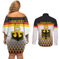 Custom Germany Hockey Couples Matching Off Shoulder Short Dress and Long Sleeve Button Shirt Go Trager der Adler