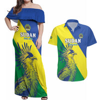 Personalized Sudan 1956-1970 Couples Matching Off Shoulder Maxi Dress and Hawaiian Shirt Secretary Bird Coat Of Arms