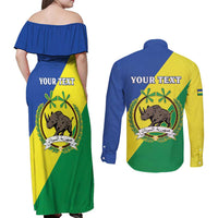 Personalized Sudan 1956-1970 Couples Matching Off Shoulder Maxi Dress and Long Sleeve Button Shirt Secretary Bird Coat Of Arms