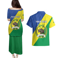 Personalized Sudan 1956-1970 Couples Matching Puletasi and Hawaiian Shirt Secretary Bird Coat Of Arms