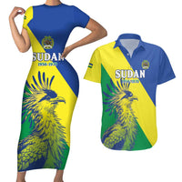 Personalized Sudan 1956-1970 Couples Matching Short Sleeve Bodycon Dress and Hawaiian Shirt Secretary Bird Coat Of Arms