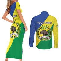 Personalized Sudan 1956-1970 Couples Matching Short Sleeve Bodycon Dress and Long Sleeve Button Shirt Secretary Bird Coat Of Arms