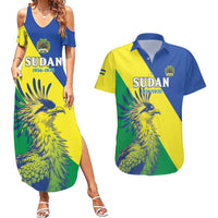 Personalized Sudan 1956-1970 Couples Matching Summer Maxi Dress and Hawaiian Shirt Secretary Bird Coat Of Arms