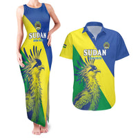 Personalized Sudan 1956-1970 Couples Matching Tank Maxi Dress and Hawaiian Shirt Secretary Bird Coat Of Arms