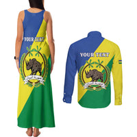 Personalized Sudan 1956-1970 Couples Matching Tank Maxi Dress and Long Sleeve Button Shirt Secretary Bird Coat Of Arms