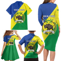 Personalized Sudan 1956-1970 Family Matching Long Sleeve Bodycon Dress and Hawaiian Shirt Secretary Bird Coat Of Arms
