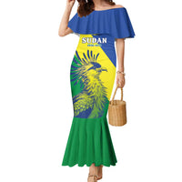 Personalized Sudan 1956-1970 Family Matching Mermaid Dress and Hawaiian Shirt Secretary Bird Coat Of Arms