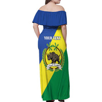 Personalized Sudan 1956-1970 Family Matching Off Shoulder Maxi Dress and Hawaiian Shirt Secretary Bird Coat Of Arms