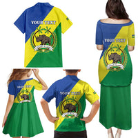 Personalized Sudan 1956-1970 Family Matching Puletasi and Hawaiian Shirt Secretary Bird Coat Of Arms