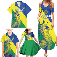 Personalized Sudan 1956-1970 Family Matching Summer Maxi Dress and Hawaiian Shirt Secretary Bird Coat Of Arms