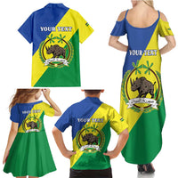 Personalized Sudan 1956-1970 Family Matching Summer Maxi Dress and Hawaiian Shirt Secretary Bird Coat Of Arms