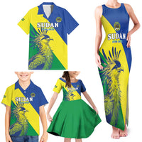 Personalized Sudan 1956-1970 Family Matching Tank Maxi Dress and Hawaiian Shirt Secretary Bird Coat Of Arms