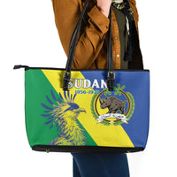 Personalized Sudan 1956-1970 Leather Tote Bag Secretary Bird Coat Of Arms