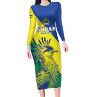 Personalized Sudan 1956-1970 Long Sleeve Bodycon Dress Secretary Bird Coat Of Arms