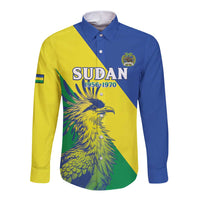 Personalized Sudan 1956-1970 Long Sleeve Button Shirt Secretary Bird Coat Of Arms