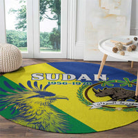 Personalized Sudan 1956-1970 Round Carpet Secretary Bird Coat Of Arms