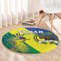 Personalized Sudan 1956-1970 Round Carpet Secretary Bird Coat Of Arms