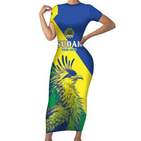 Personalized Sudan 1956-1970 Short Sleeve Bodycon Dress Secretary Bird Coat Of Arms