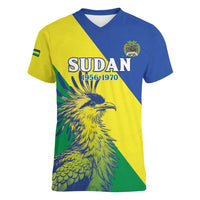 Personalized Sudan 1956-1970 Women V-Neck T-Shirt Secretary Bird Coat Of Arms