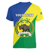 Personalized Sudan 1956-1970 Women V-Neck T-Shirt Secretary Bird Coat Of Arms