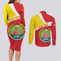 Personalized Ethiopia Amhara Region Couples Matching Long Sleeve Bodycon Dress and Long Sleeve Button Shirt Coat Of Arms With Map
