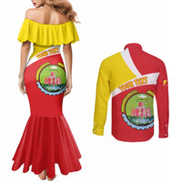 Personalized Ethiopia Amhara Region Couples Matching Mermaid Dress and Long Sleeve Button Shirt Coat Of Arms With Map