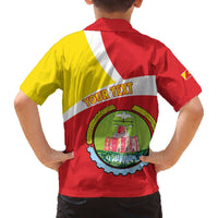 Personalized Ethiopia Amhara Region Family Matching Off The Shoulder Long Sleeve Dress and Hawaiian Shirt Coat Of Arms With Map