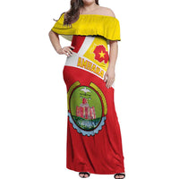 Personalized Ethiopia Amhara Region Off Shoulder Maxi Dress Coat Of Arms With Map