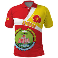 Personalized Ethiopia Amhara Region Polo Shirt Coat Of Arms With Map