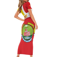 Personalized Ethiopia Amhara Region Short Sleeve Bodycon Dress Coat Of Arms With Map