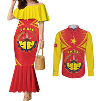 Personalized Ethiopia Tigray Region Couples Matching Mermaid Dress and Long Sleeve Button Shirt Coat Of Arms With Map