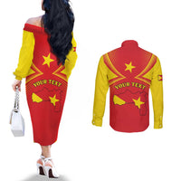 Personalized Ethiopia Tigray Region Couples Matching Off The Shoulder Long Sleeve Dress and Long Sleeve Button Shirt Coat Of Arms With Map