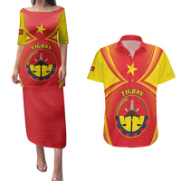 Personalized Ethiopia Tigray Region Couples Matching Puletasi and Hawaiian Shirt Coat Of Arms With Map