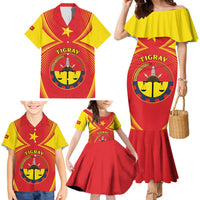 Personalized Ethiopia Tigray Region Family Matching Mermaid Dress and Hawaiian Shirt Coat Of Arms With Map