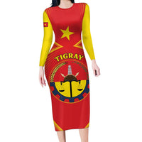 Personalized Ethiopia Tigray Region Long Sleeve Bodycon Dress Coat Of Arms With Map