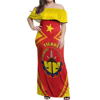 Personalized Ethiopia Tigray Region Off Shoulder Maxi Dress Coat Of Arms With Map