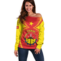 Personalized Ethiopia Tigray Region Off Shoulder Sweater Coat Of Arms With Map