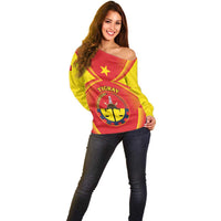 Personalized Ethiopia Tigray Region Off Shoulder Sweater Coat Of Arms With Map