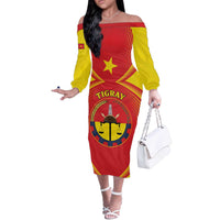 Personalized Ethiopia Tigray Region Off The Shoulder Long Sleeve Dress Coat Of Arms With Map