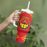 Personalized Ethiopia Tigray Region Tumbler With Handle Coat Of Arms With Map