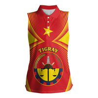 Personalized Ethiopia Tigray Region Women Sleeveless Polo Shirt Coat Of Arms With Map