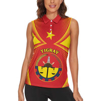 Personalized Ethiopia Tigray Region Women Sleeveless Polo Shirt Coat Of Arms With Map
