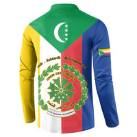 Comoros Button Sweatshirt Coat Of Arms Flag Style